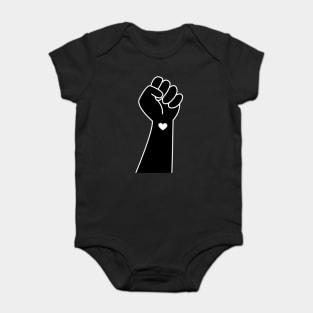 Hand symbol for black lives matter protest in USA to stop violence to black people. Fight for human right of Black People in U.S. America Baby Bodysuit